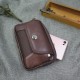 Men Brown Leather Belt Phone Pouch Hoslter Waist Bag Case for 5.8 Inch Cell Phone