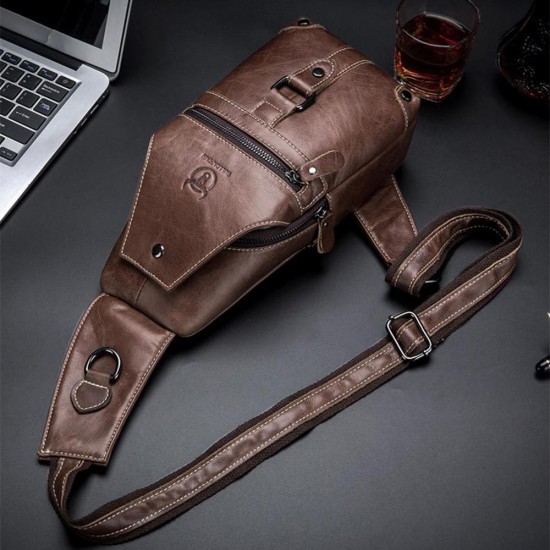 Bullcaptain Genuine Leather Casual Chest Bag Shoulder Crossbody Bag