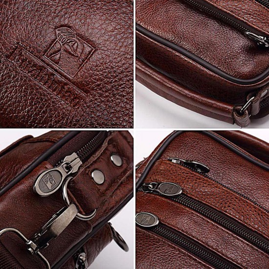 FUZHINIAO Men Luxury Genuine Leather Messenger Bag Brand Designer High Quality Shoulder Bag