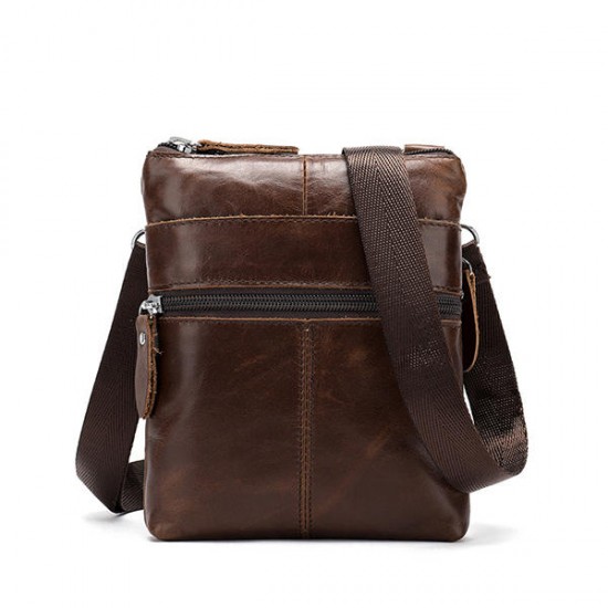 Genuine Leather Solid Shoulder Bag Messenger Bag For Men