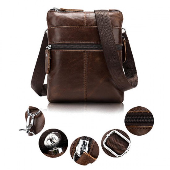 Genuine Leather Solid Shoulder Bag Messenger Bag For Men