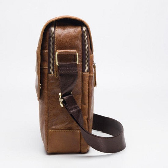 Men Vintage Casual Sling Bag Fashion Square Bag Cowhide Crossbody Bag for Leisure