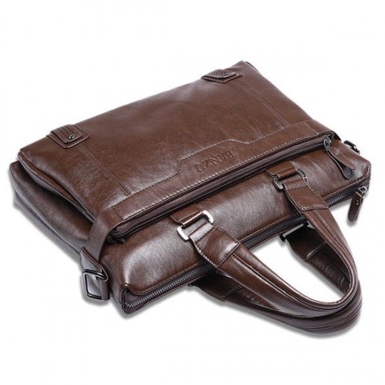 BANZU Men PU Leather Handbag Laptop Bag Single Shoulder Crossbody Messenger Bag