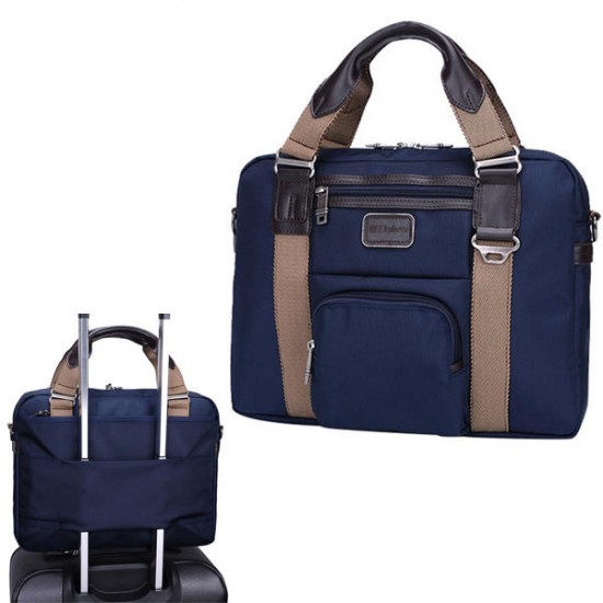 Ekphero Men Vintage Nylon Waterproof Business Casual Tablet Laptop Bag Handbag Briefcase Crossbody B