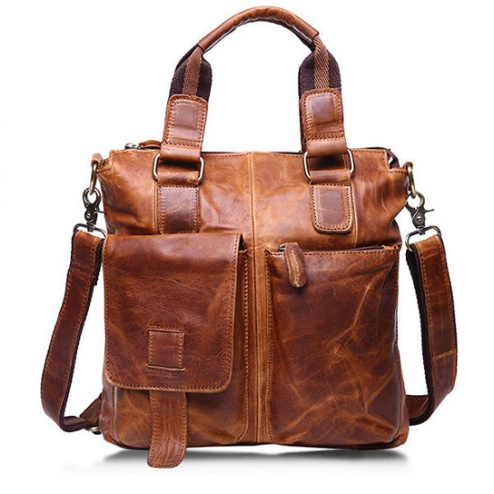 Ekphero® Retro Mens Bag Fashion Business Handbag Durable Real Leather Shoulder Bag Ekphero® Retro Mens Bag Fashion Business Handbag Durable Real Leather Shoulder Bag