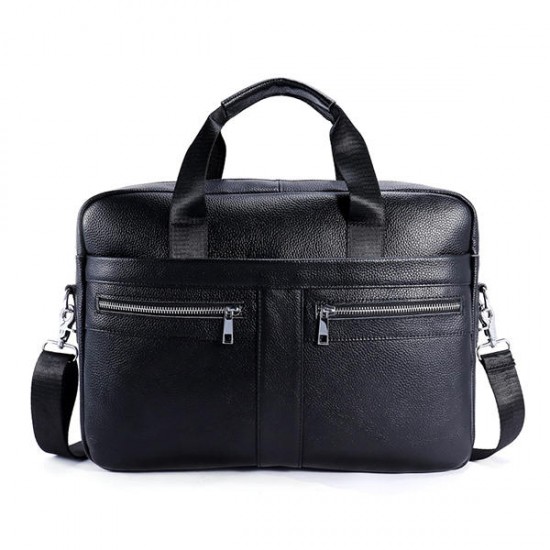 Genuine Leather Business Briefcase Large Capacity Handbag Shoulder Bag For Men