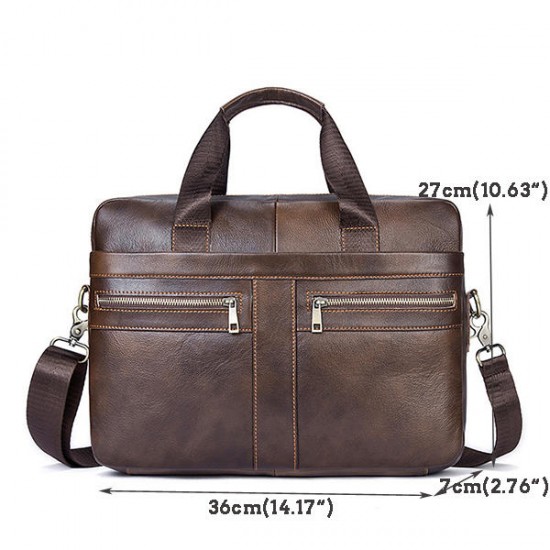 Genuine Leather Business Briefcase Large Capacity Handbag Shoulder Bag For Men