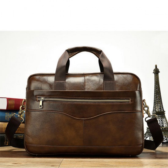 Genuine Leather Business Laptop Bag Briefcase Shoulder Bag For Men