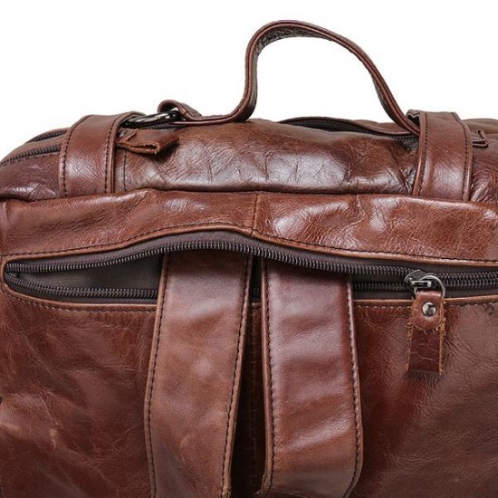 High-capacity Vintage Genuine Leather Men Bag  Laptop Handbag Travel Backpack