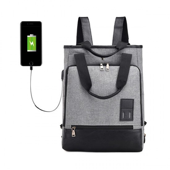 Men Women Canvas Travel Minimalist Fashion 13.3 Inch Laptop USB Charging Port Handbag Backpack