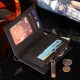 12 Card Slots Men Genuine Leather Minimalist Tri-fold Wallet Card Holder Zipper Coin Bag