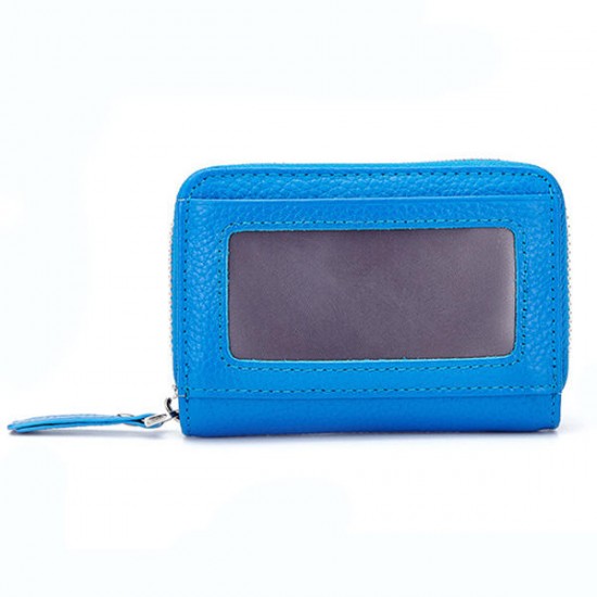 14 Card Slots Unisex Genuine Leather Minimalist Card Bag Multifunctional Zipper Card Holder