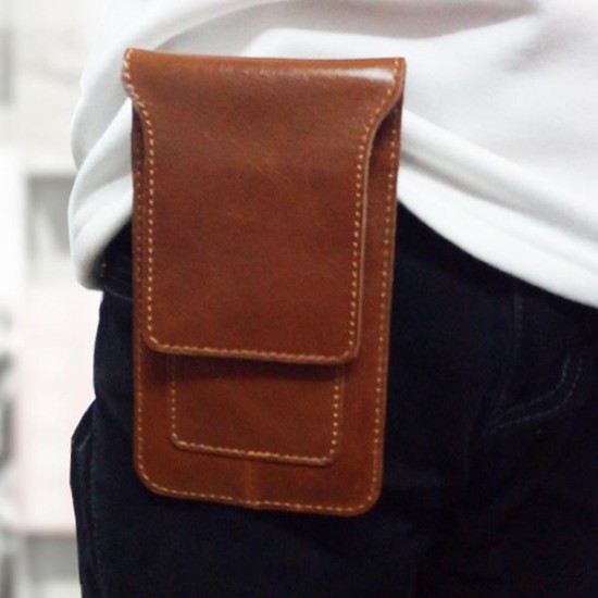 4.7-5.7 Inches Cell Phone Men Cell Phone Genuine Leather Waist Bag