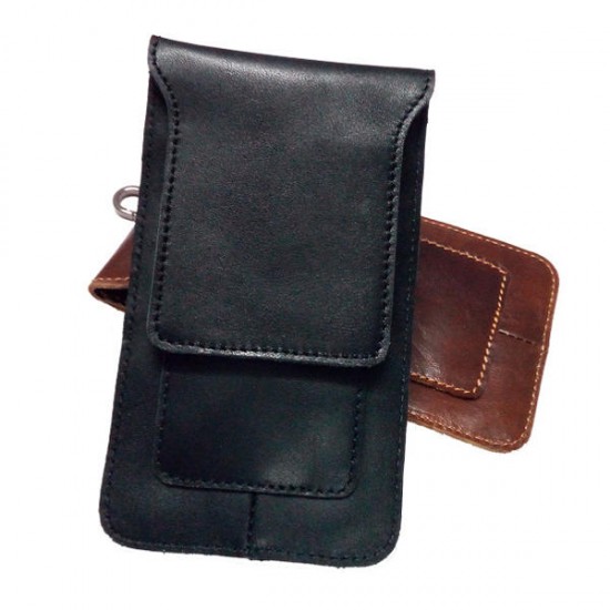 4.7-5.7 Inches Cell Phone Men Cell Phone Genuine Leather Waist Bag