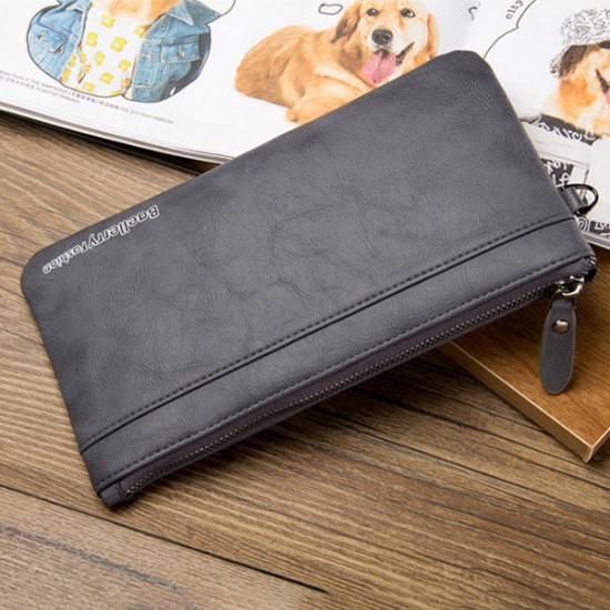 Business Casual Zipper Long Wallet Phone Bag Clutch Bag For Men