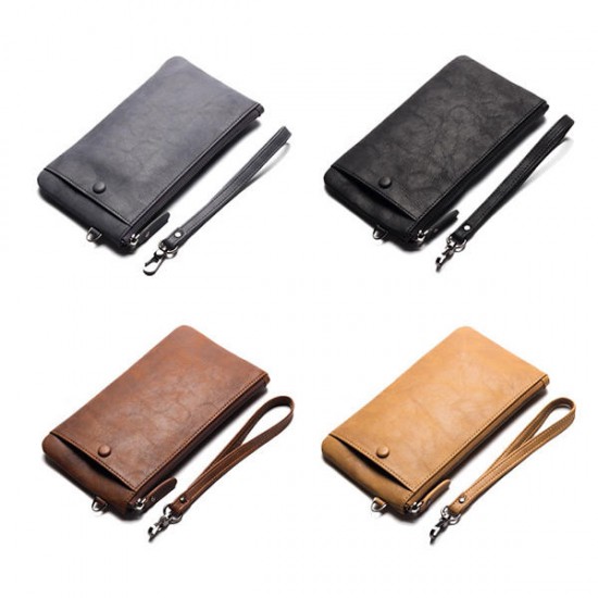 Business Casual Zipper Long Wallet Phone Bag Clutch Bag For Men