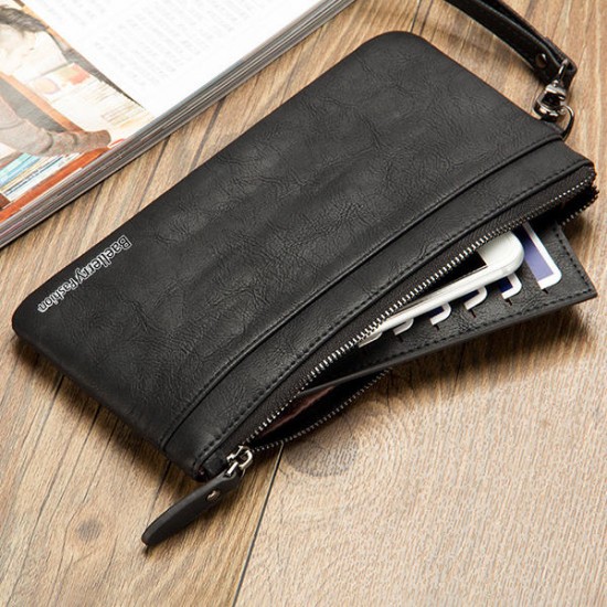 Business Casual Zipper Long Wallet Phone Bag Clutch Bag For Men