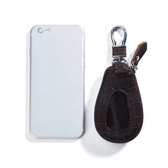 Genuine Leather Embossed Unisex Zipper Keychain Car Key Case Bag Random Color Mini Wallets