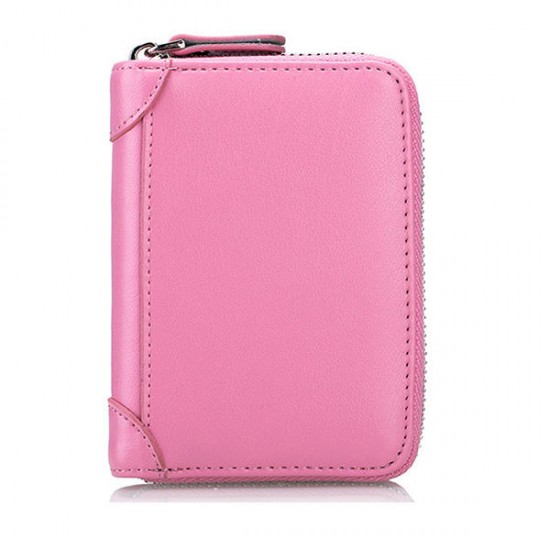 Large Capacity RFID Genuine Leather Men Women Casual Zipper Creddit Card Holder