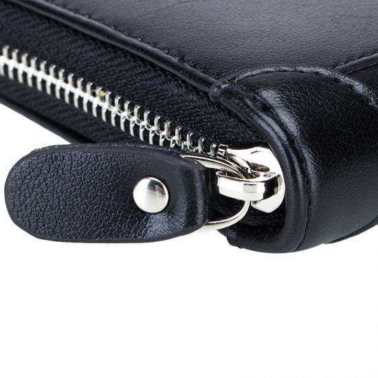 Large Capacity RFID Genuine Leather Men Women Casual Zipper Creddit Card Holder Large Capacity RFID Genuine Leather Men Women Casual Zipper Creddit Card Holder