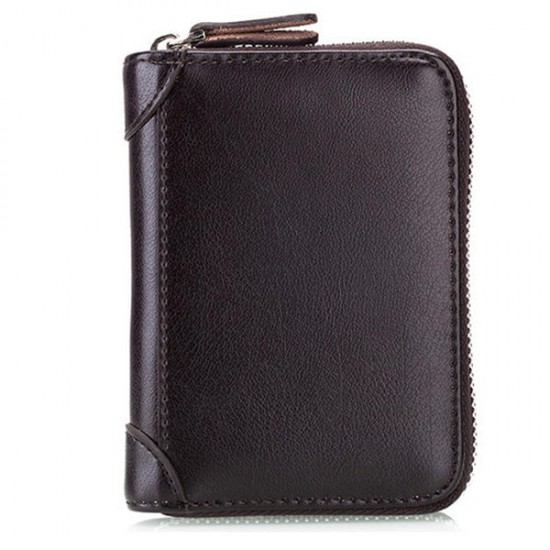 Large Capacity RFID Genuine Leather Men Women Casual Zipper Creddit Card Holder