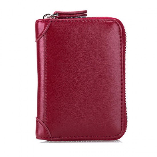 Large Capacity RFID Genuine Leather Men Women Casual Zipper Creddit Card Holder