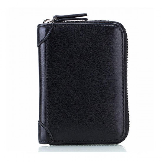 Large Capacity RFID Genuine Leather Men Women Casual Zipper Creddit Card Holder