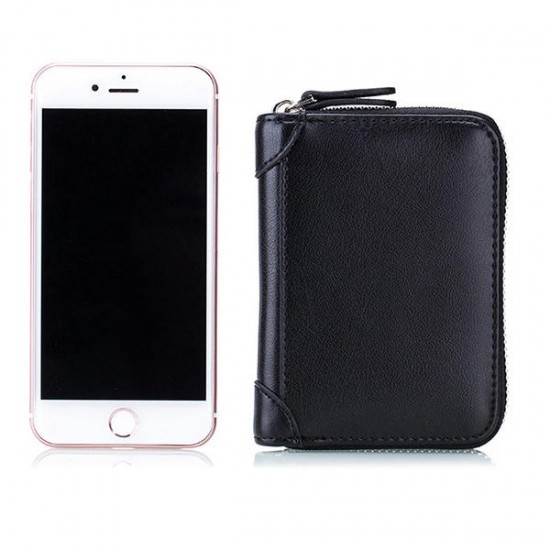 Large Capacity RFID Genuine Leather Men Women Casual Zipper Creddit Card Holder