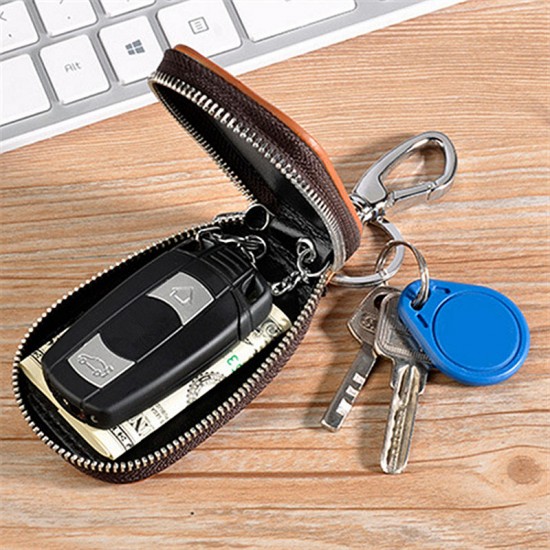 Men Genuine Leather Car Key Case Key Bag Holder