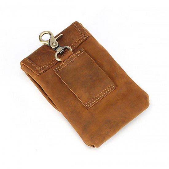 Men Genuine Leather Vintage Waist Bag Phone Bag For 1.97-2.36 inches Phone