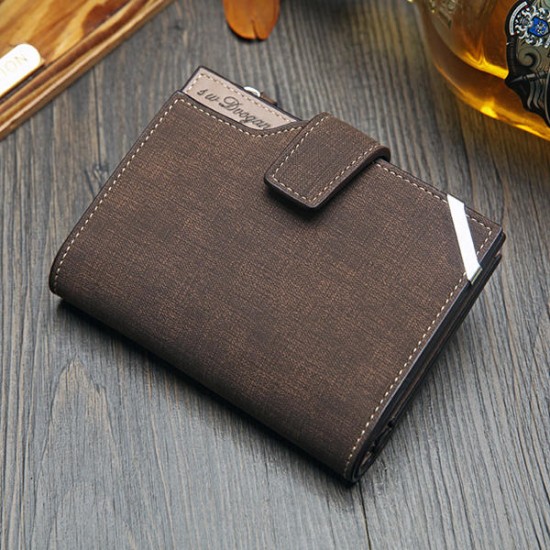 14 Card Slots Men PU Leather Vertical Tri-fold Wallet Multifunctional Leisure Card Holder