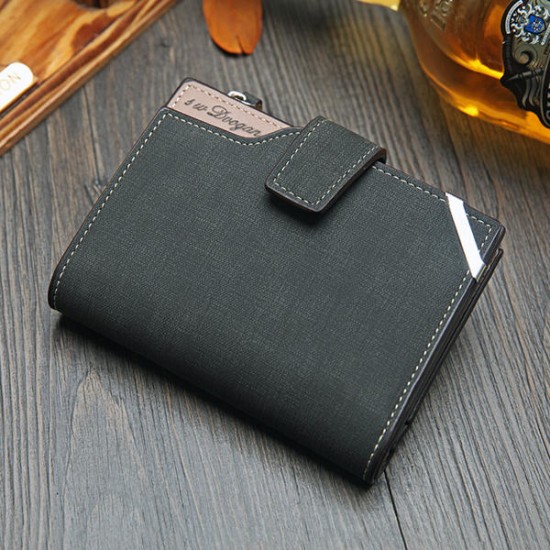 14 Card Slots Men PU Leather Vertical Tri-fold Wallet Multifunctional Leisure Card Holder