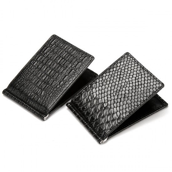 4 Card Slots PU Leather Wallet Crocodile Snake Scale Card Holder Coin Purse For Men