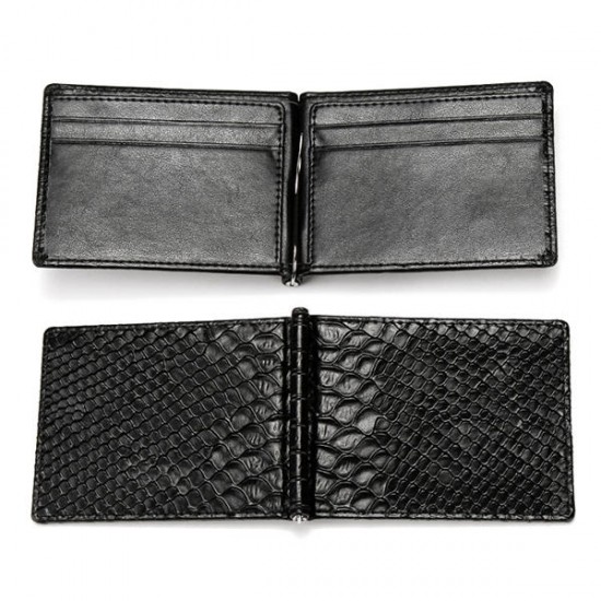 4 Card Slots PU Leather Wallet Crocodile Snake Scale Card Holder Coin Purse For Men