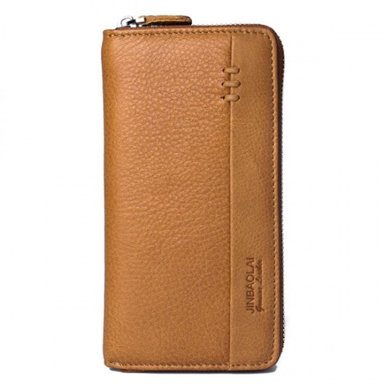 5.5 Inches Cellphone Men Genuine Leather Long Business Wallet