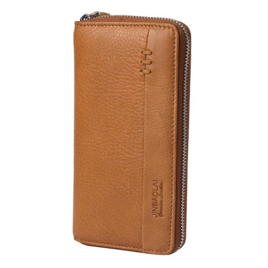 5.5 Inches Cellphone Men Genuine Leather Long Business Wallet