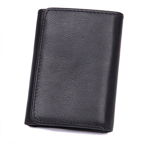 9 Card Slots Men Genuine Leather RFID Blocking Secure Wallet Minimalist Classic Card Holder