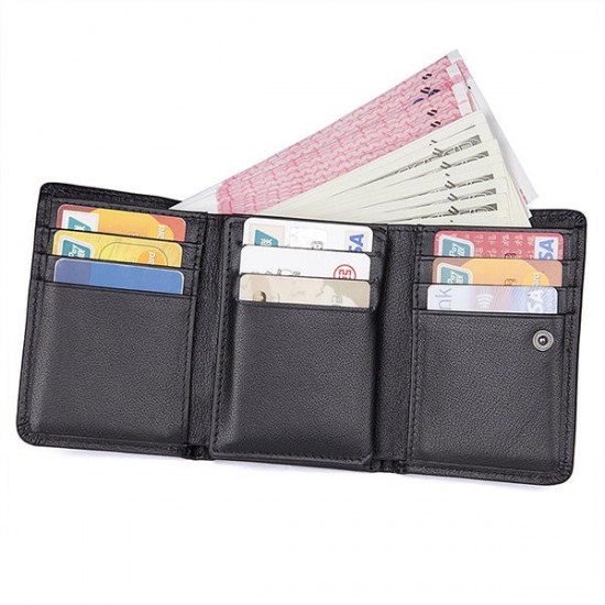 9 Card Slots Men Genuine Leather RFID Blocking Secure Wallet Minimalist Classic Card Holder