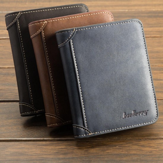 Baellerry Men Multi-Card Short Wallet Matte Leather Retro wallet