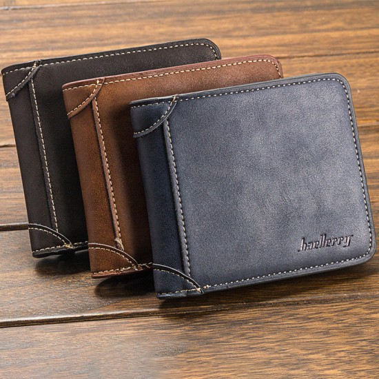 Baellerry Men Multi-Card Short Wallet Matte Leather Retro wallet