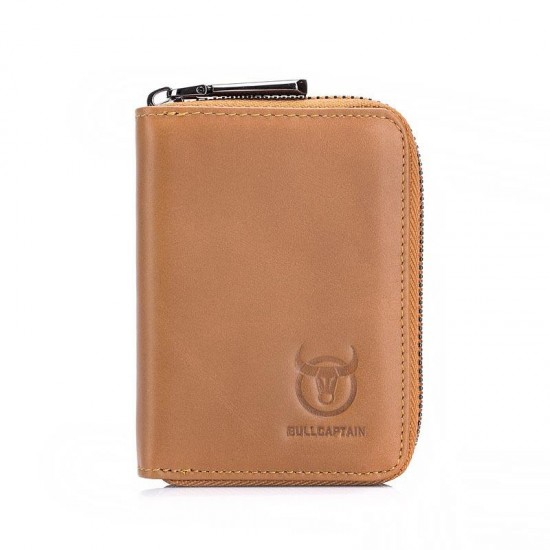 Bullcaptain Men Genuine Leather Multi-slots Card Holder Wallet