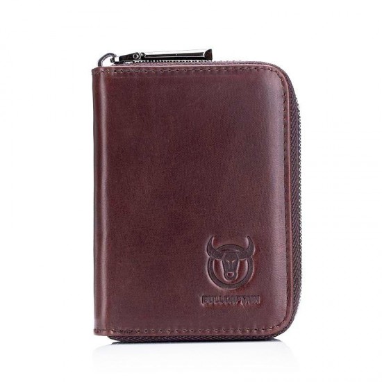 Bullcaptain Men Genuine Leather Multi-slots Card Holder Wallet