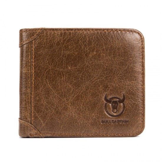 Bullcaptain Men Trifold Wallet Classic Short Thin Wallet Card Holder Bullcaptain Men Trifold Wallet Classic Short Thin Wallet Card Holder