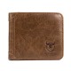 Bullcaptain Men Trifold Wallet Classic Short Thin Wallet Card Holder