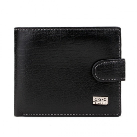 C.S.C Brand Men's Genuine Leather Black Bifold Clutch Wallet Purse Card Package C.S.C Brand Men's Genuine Leather Black Bifold Clutch Wallet Purse Card Package