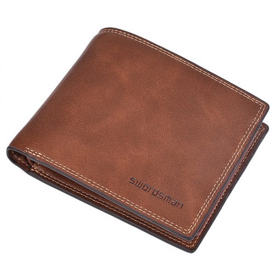 Male Short Wallet Credit Card Holder Soft Bifold Minimalist Wallet with 10 Card Slots