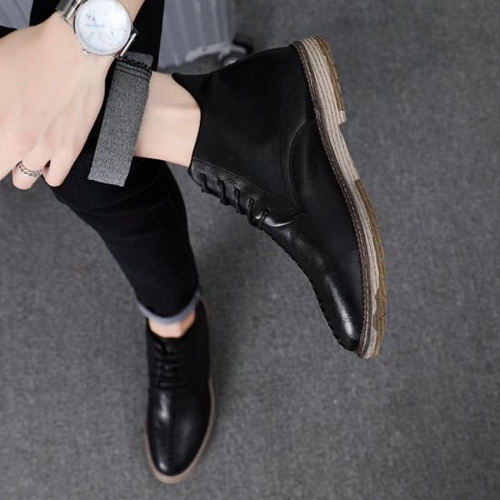 Big Size Men Stitching Retro Style Ankle Boots
