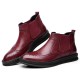 Comfy Brogue Style Ankle Boots Classic Elastic Band Genuine Leather Boots for Men