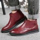 Comfy Brogue Style Ankle Boots Classic Elastic Band Genuine Leather Boots for Men