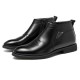 Comfy Men Casual Business PU Leather Fur Lining Side Zipper Pointed Toe Ankle Boots